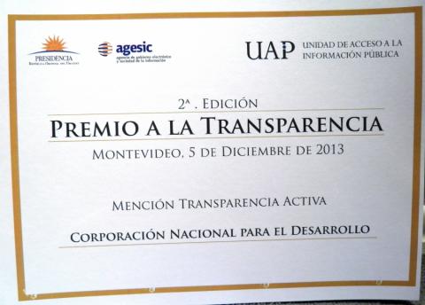 CND ganó la mención a la Transparencia Activa 2013